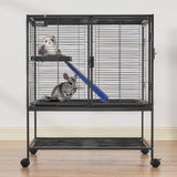 Bird Cages & Stands: VEVOR 36" Metal Small Animal Cage 2-Tier Rolling Ferret Cage with Tray A Ramp