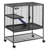 Bird Cages & Stands: VEVOR 36" Metal Small Animal Cage 2-Tier Rolling Ferret Cage with Tray A Ramp