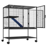 Bird Cages & Stands: VEVOR 36" Metal Small Animal Cage 2-Tier Rolling Ferret Cage with Tray A Ramp