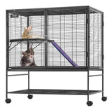 Bird Cages & Stands: VEVOR 39" Metal Small Animal Cage 2-Tier Rolling Ferret Cage with Tray A Ramp