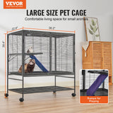 Bird Cages & Stands: VEVOR 39" Metal Small Animal Cage 2-Tier Rolling Ferret Cage with Tray A Ramp