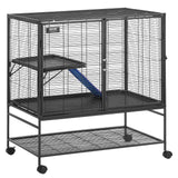 Bird Cages & Stands: VEVOR 39" Metal Small Animal Cage 2-Tier Rolling Ferret Cage with Tray A Ramp