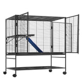 Bird Cages & Stands: VEVOR 39" Metal Small Animal Cage 2-Tier Rolling Ferret Cage with Tray A Ramp