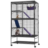 Bird Cages & Stands: VEVOR 64.6" Metal Small Animal Cage 4-Tier Rolling Ferret Cage with Tray 3 Ramps