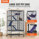 Bird Cages & Stands: VEVOR 64.6" Metal Small Animal Cage 4-Tier Rolling Ferret Cage with Tray 3 Ramps