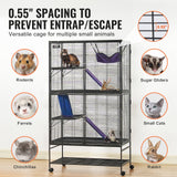 Bird Cages & Stands: VEVOR 64.6" Metal Small Animal Cage 4-Tier Rolling Ferret Cage with Tray 3 Ramps