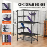 Bird Cages & Stands: VEVOR 64.6" Metal Small Animal Cage 4-Tier Rolling Ferret Cage with Tray 3 Ramps