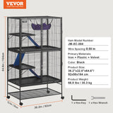 Bird Cages & Stands: VEVOR 64.6" Metal Small Animal Cage 4-Tier Rolling Ferret Cage with Tray 3 Ramps