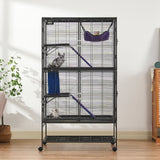Bird Cages & Stands: VEVOR 64.6" Metal Small Animal Cage 4-Tier Rolling Ferret Cage with Tray 3 Ramps