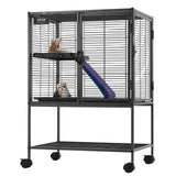 Bird Cages & Stands: VEVOR 34" Metal Small Animal Cage 2-Tier Rolling Ferret Cage with Tray A Ramp