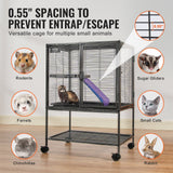 Bird Cages & Stands: VEVOR 34" Metal Small Animal Cage 2-Tier Rolling Ferret Cage with Tray A Ramp