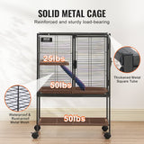 Bird Cages & Stands: VEVOR 34" Metal Small Animal Cage 2-Tier Rolling Ferret Cage with Tray A Ramp