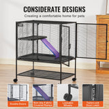 Bird Cages & Stands: VEVOR 34" Metal Small Animal Cage 2-Tier Rolling Ferret Cage with Tray A Ramp