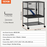 Bird Cages & Stands: VEVOR 34" Metal Small Animal Cage 2-Tier Rolling Ferret Cage with Tray A Ramp