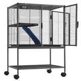 Bird Cages & Stands: VEVOR 34" Metal Small Animal Cage 2-Tier Rolling Ferret Cage with Tray A Ramp