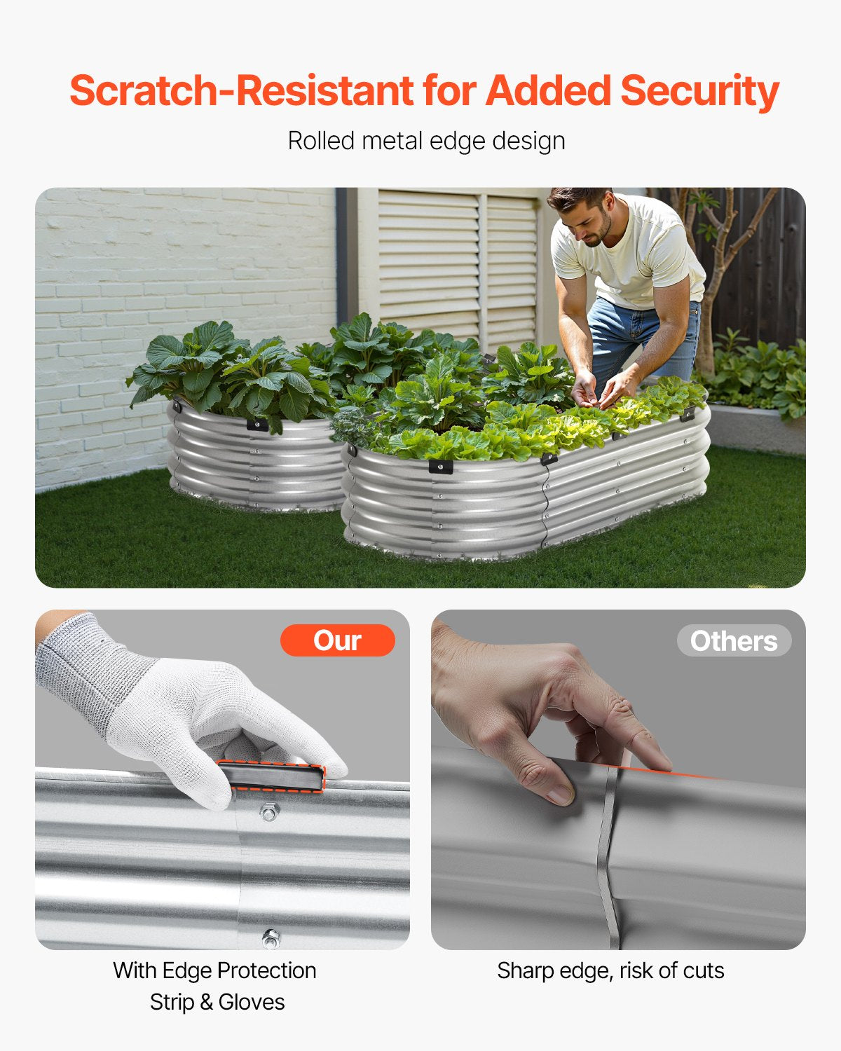 Garden Ornaments: VEVOR Metal Raised Garden Bed 4x2x1 ft Outdoor Galvanized Planter Box Silver