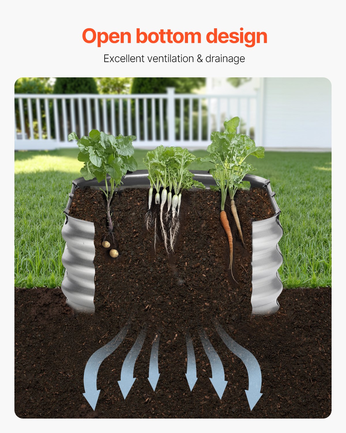 Garden Ornaments: VEVOR Metal Raised Garden Bed 4x2x1 ft Outdoor Galvanized Planter Box Silver