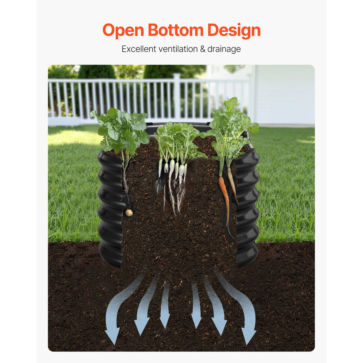 Metal Raised Garden Bed, 2.4 x 0.6 x 0.6 m Oval Outdoor Galvanized Planter Garden Box, Open Bottom Design, Large Planter Raised Bed for Growing Vegetables, Flowers, Herbs, Succulents, Dark Gray