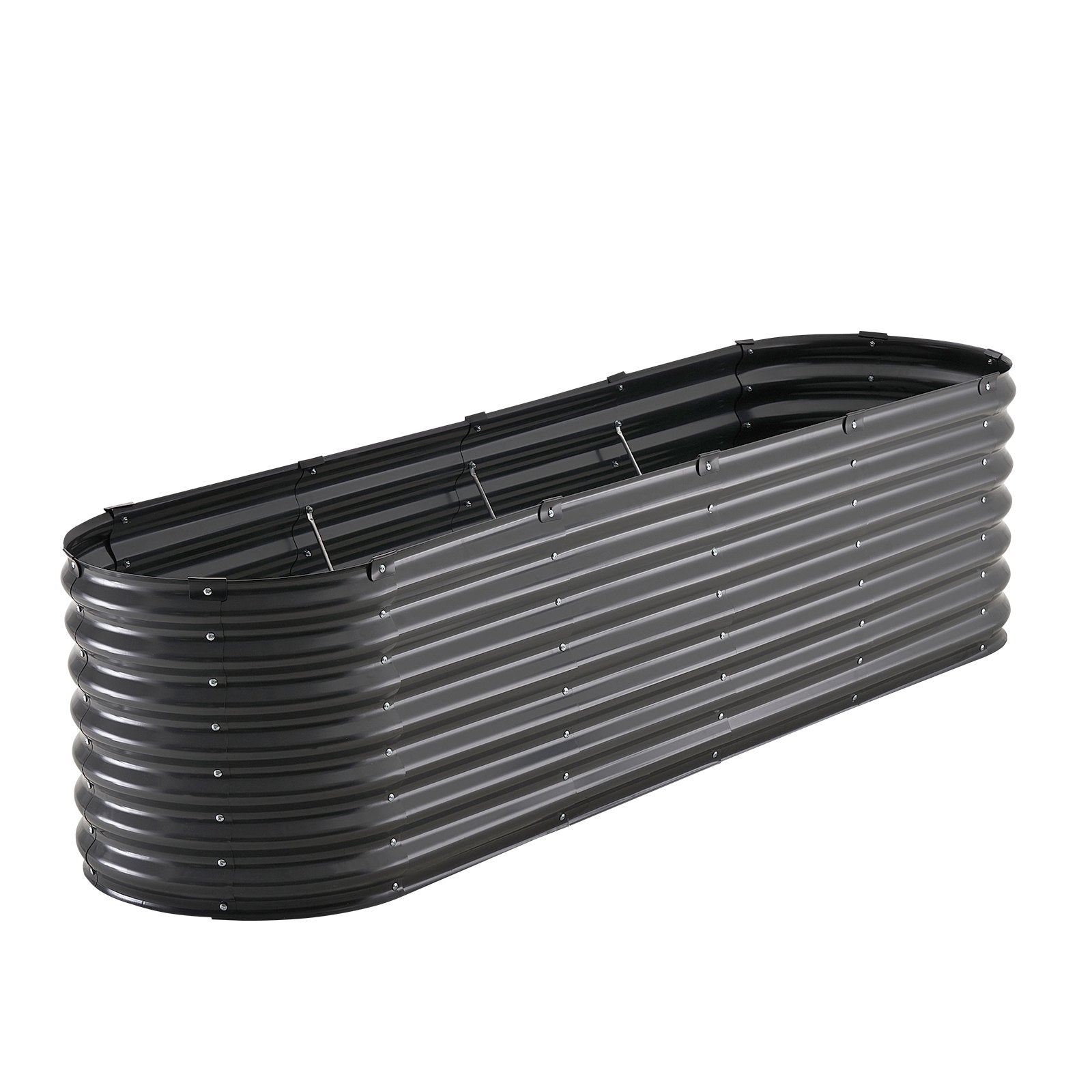 Garden Ornaments: VEVOR Metal Raised Garden Bed, 8 x 2 x 2 ft Outdoor Galvanized Planter Box, with Open Bottom, Large Oval Planter Raised Bed for Gardening Vegetables, Flowers, Herbs, and Succulent Plants, Dark Gray