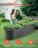 Garden Ornaments: VEVOR Metal Raised Garden Bed, 8 x 2 x 2 ft Outdoor Galvanized Planter Box, with Open Bottom, Large Oval Planter Raised Bed for Gardening Vegetables, Flowers, Herbs, and Succulent Plants, Dark Gray