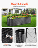 Garden Ornaments: VEVOR Metal Raised Garden Bed, 8 x 2 x 2 ft Outdoor Galvanized Planter Box, with Open Bottom, Large Oval Planter Raised Bed for Gardening Vegetables, Flowers, Herbs, and Succulent Plants, Dark Gray