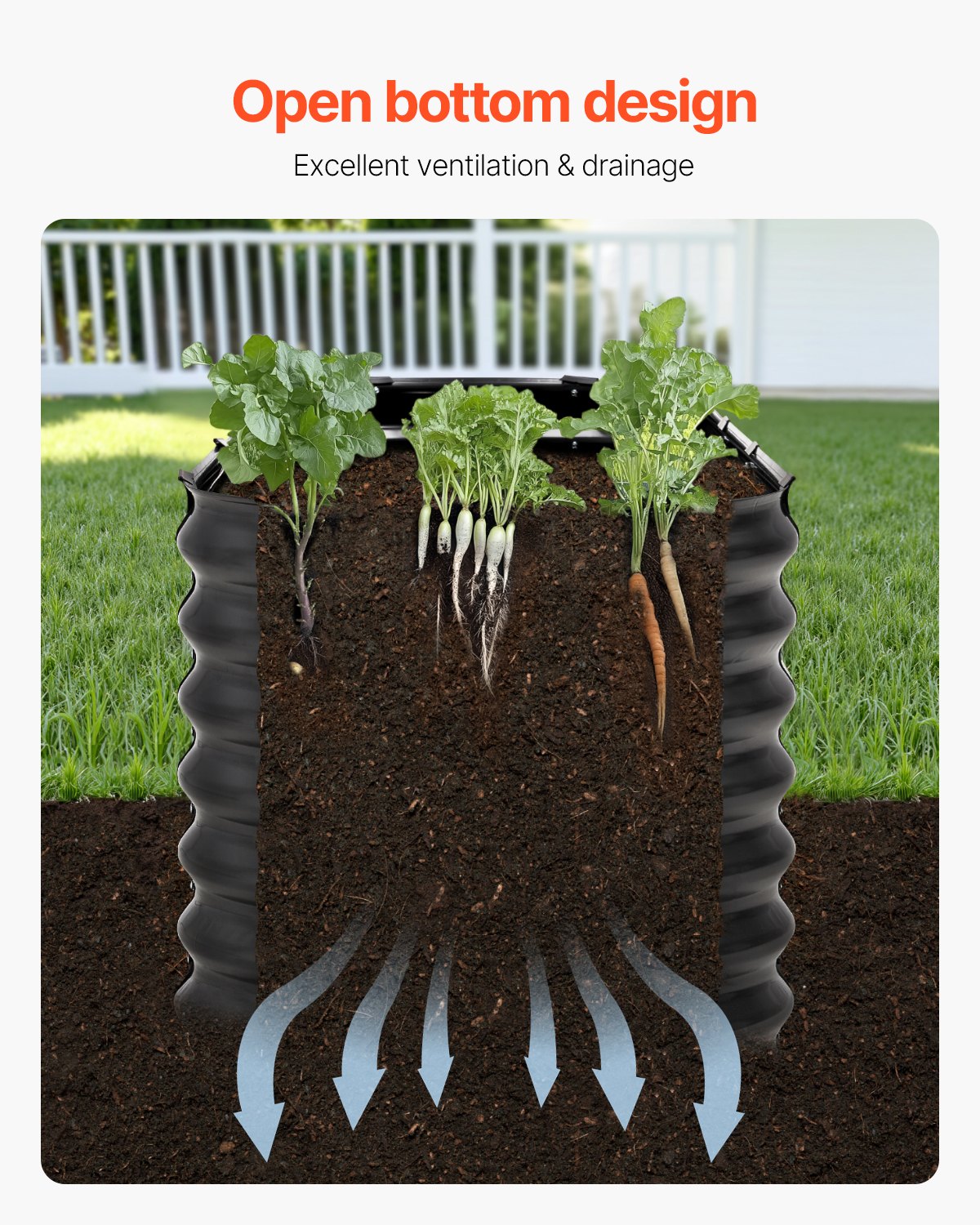 Garden Ornaments: VEVOR Metal Raised Garden Bed, 8 x 2 x 2 ft Outdoor Galvanized Planter Box, with Open Bottom, Large Oval Planter Raised Bed for Gardening Vegetables, Flowers, Herbs, and Succulent Plants, Dark Gray