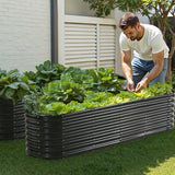 Garden Ornaments: VEVOR Metal Raised Garden Bed, 8 x 2 x 2 ft Outdoor Galvanized Planter Box, with Open Bottom, Large Oval Planter Raised Bed for Gardening Vegetables, Flowers, Herbs, and Succulent Plants, Dark Gray