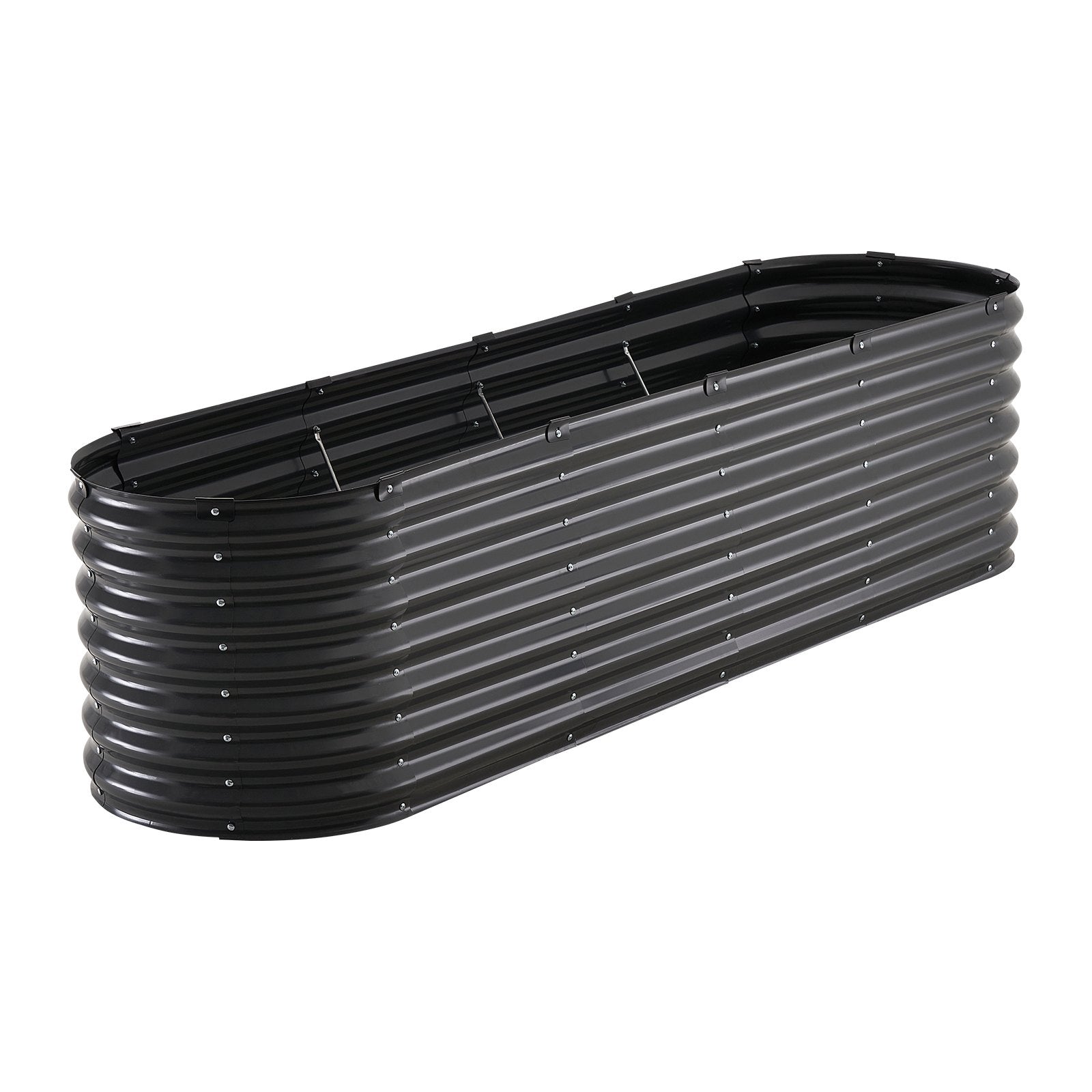 Garden Ornaments: VEVOR Metal Raised Garden Bed, 8 x 2 x 2 ft Outdoor Galvanized Planter Box, with Open Bottom, Large Oval Planter Raised Bed for Gardening Vegetables, Flowers, Herbs, and Succulent Plants, Dark Gray