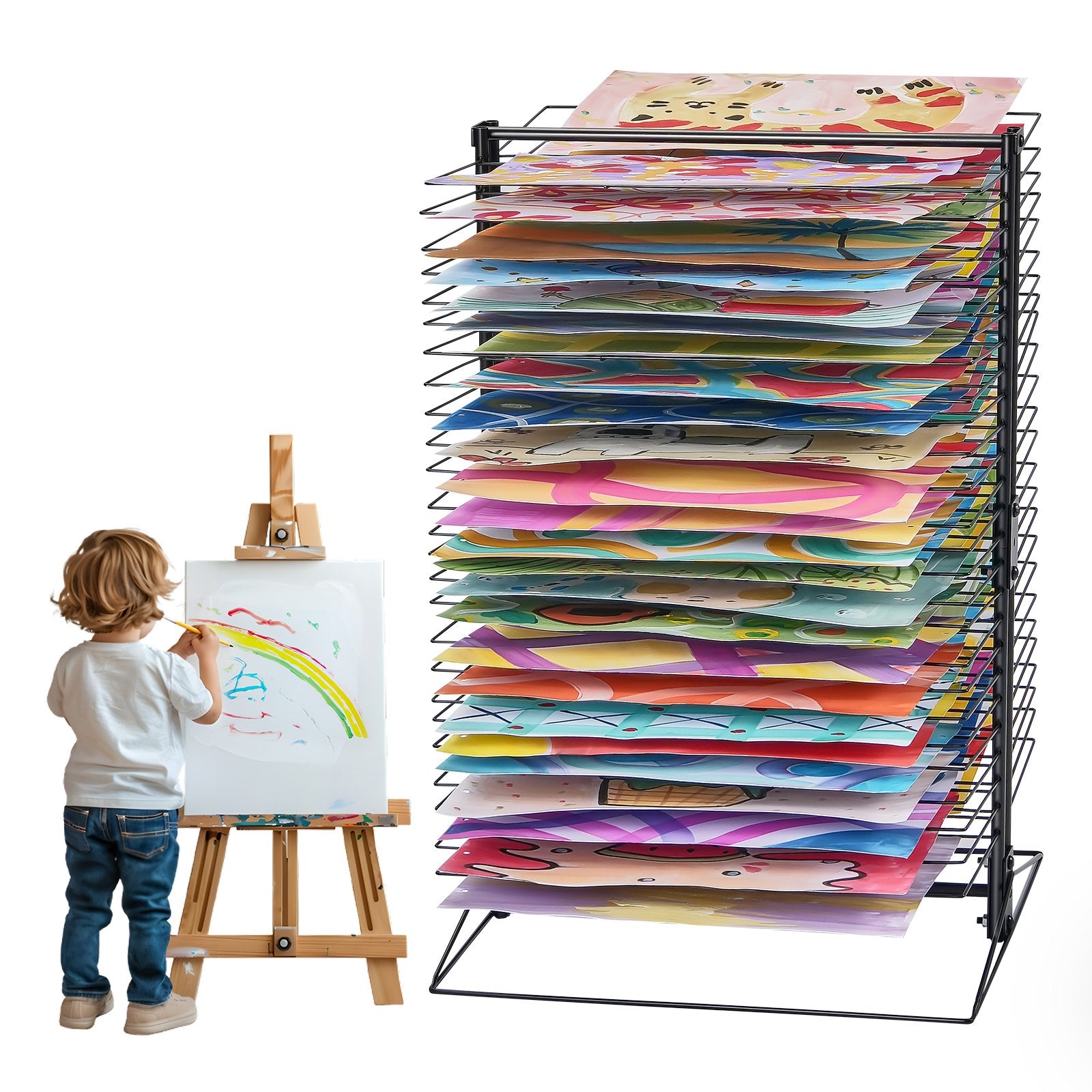 Clothing & Wardrobe Storage: VEVOR Art Drying Rack 50 Removable Shelves Painting Drying Rack for Classroom