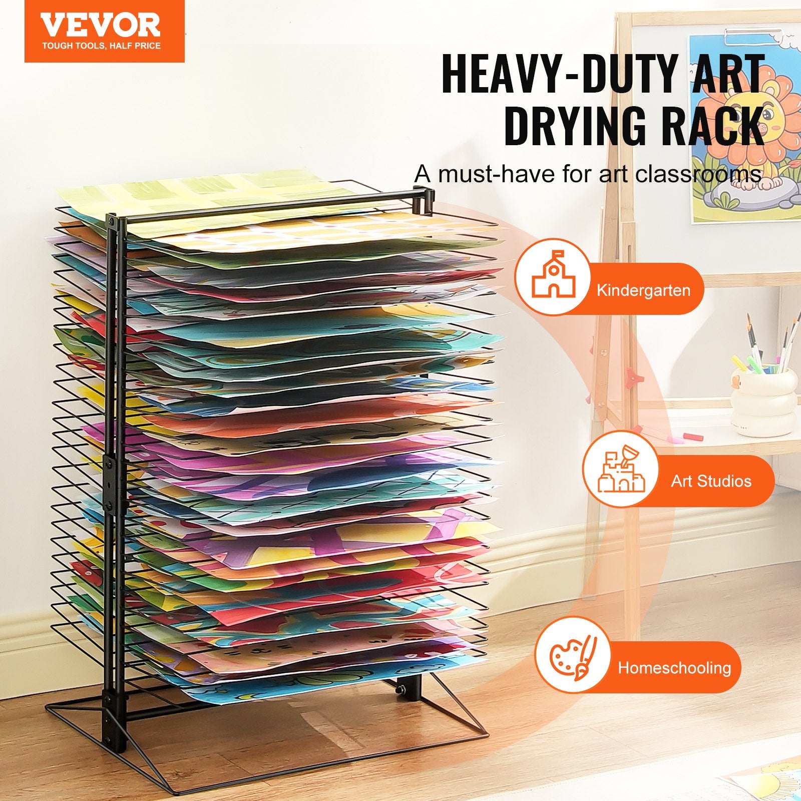 Clothing & Wardrobe Storage: VEVOR Art Drying Rack 50 Removable Shelves Painting Drying Rack for Classroom