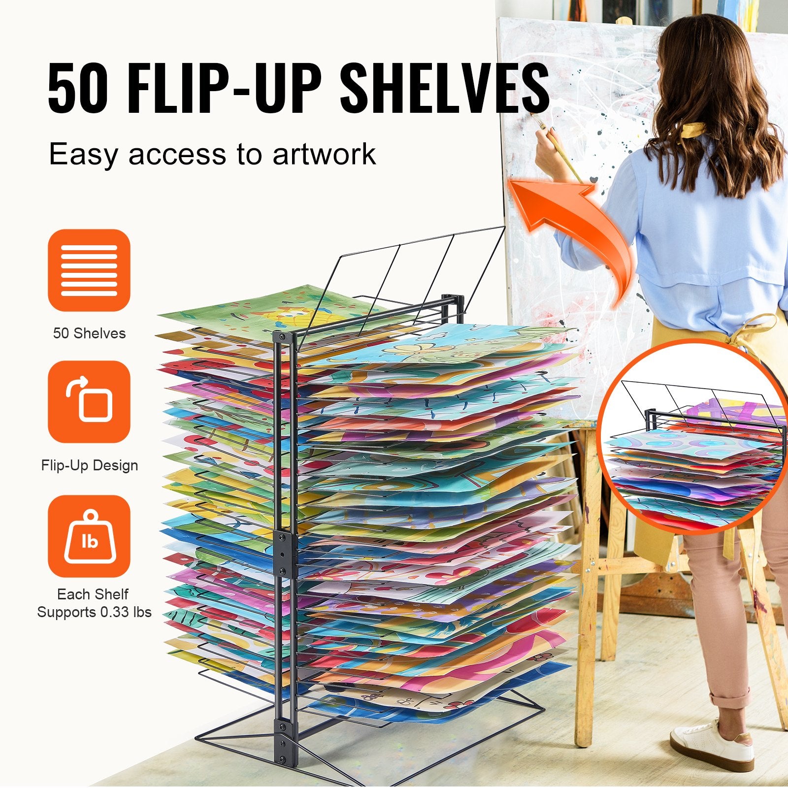 Clothing & Wardrobe Storage: VEVOR Art Drying Rack 50 Removable Shelves Painting Drying Rack for Classroom