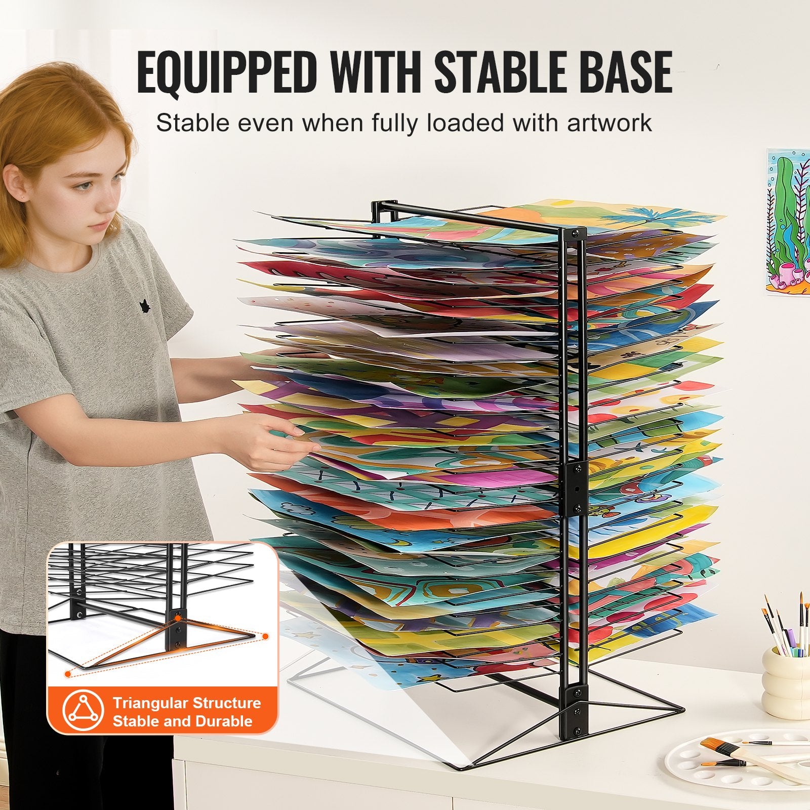 Clothing & Wardrobe Storage: VEVOR Art Drying Rack 50 Removable Shelves Painting Drying Rack for Classroom