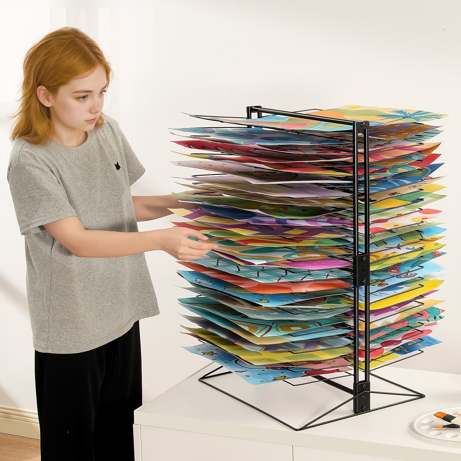 Clothing & Wardrobe Storage: VEVOR Art Drying Rack 50 Removable Shelves Painting Drying Rack for Classroom