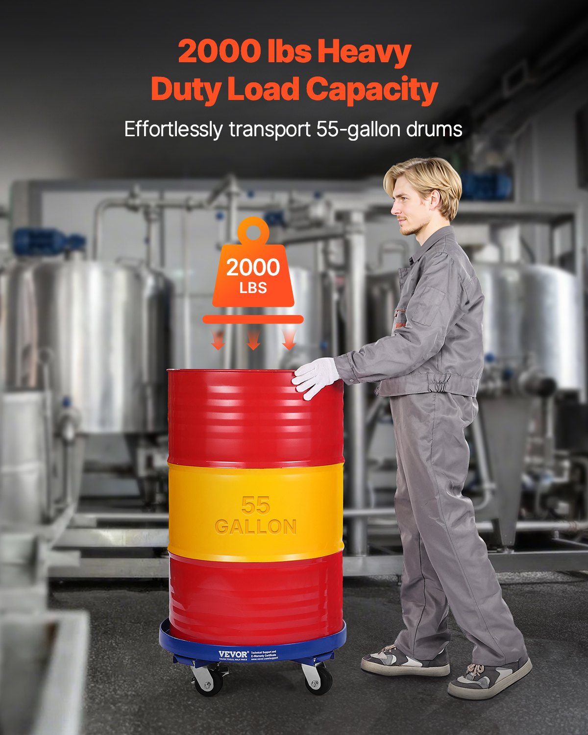 Side Tables: VEVOR 55 Gallon Drum Dolly 2000 lbs Barrel Dolly Cart Drum Caddy 4 Caster Wheels