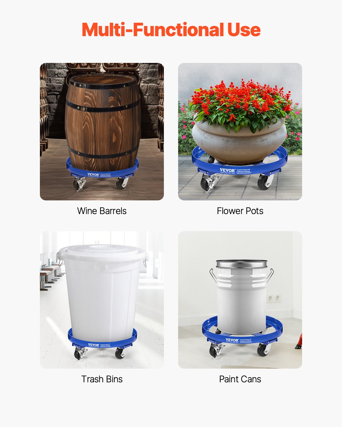 Side Tables: VEVOR 55 Gallon Drum Dolly 2000 lbs Barrel Dolly Cart Drum Caddy 4 Caster Wheels