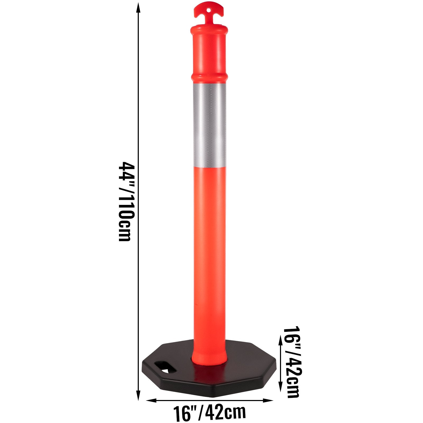 Automotive Repair & Speciality Tools: VEVOR 6Pack Traffic Delineator Posts 44 Inch Height, PE Delineator Cones Post Kit 10 inch Reflective Band, Delineators Post with Rubber Base 16 inch for Construction Sites, Facility Management etc.