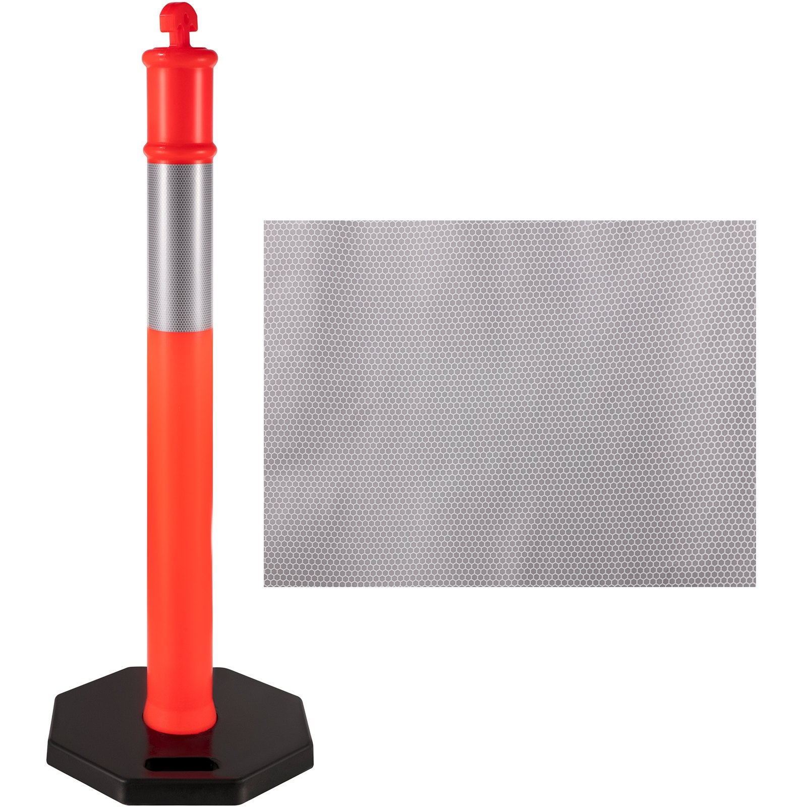 Automotive Repair & Speciality Tools: VEVOR 6Pack Traffic Delineator Posts 44 Inch Height, PE Delineator Cones Post Kit 10 inch Reflective Band, Delineators Post with Rubber Base 16 inch for Construction Sites, Facility Management etc.