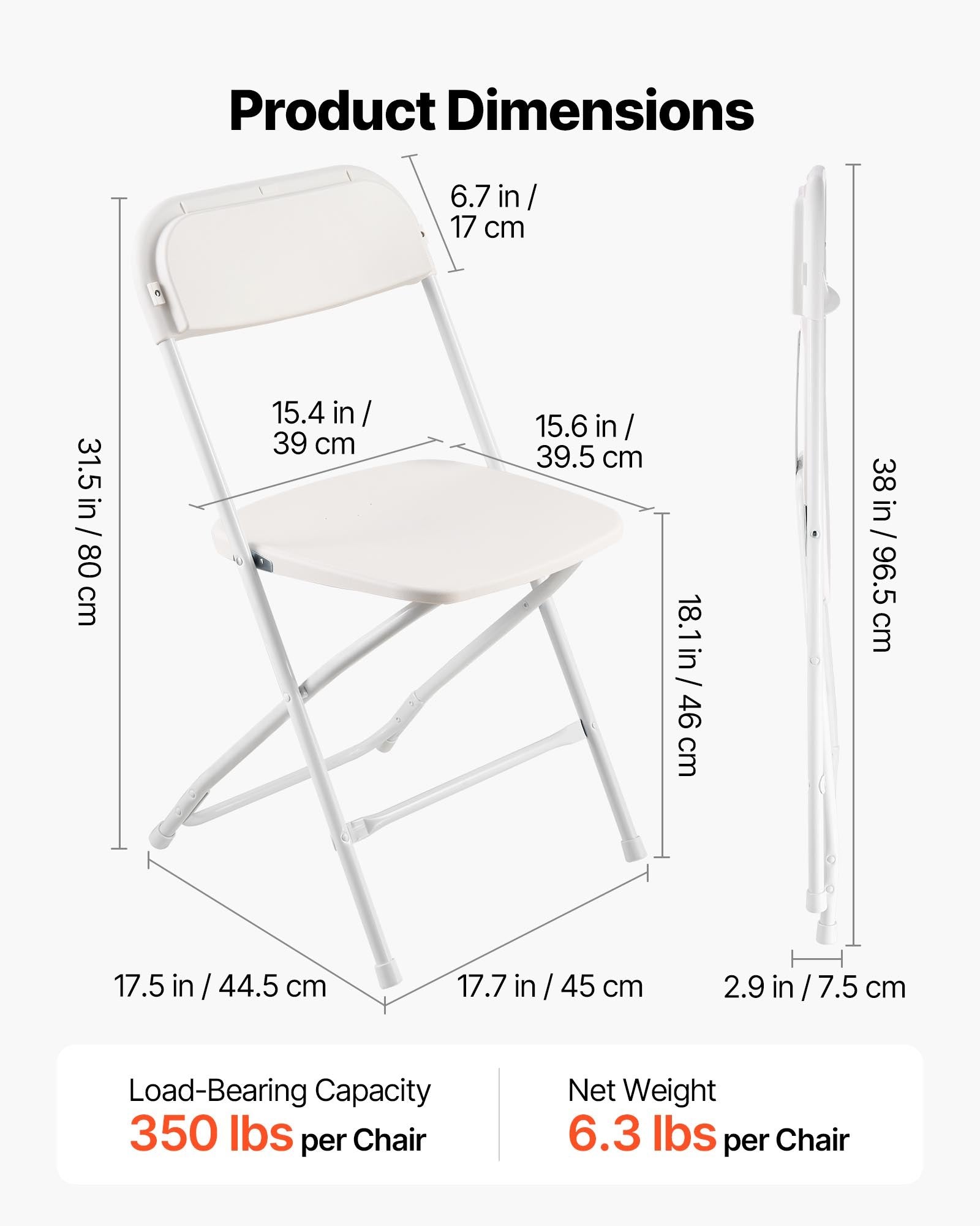 Dining Set: VEVOR 4 Pack Folding Chairs, Foldable Plastic Chairs with Heavy Duty Metal Frame, Portable Folding Card Table Chairs, Stackable Indoor Outdoor Seats for Home, Yard, Garden, Parties, Events, White