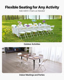 Dining Set: VEVOR 4 Pack Folding Chairs, Foldable Plastic Chairs with Heavy Duty Metal Frame, Portable Folding Card Table Chairs, Stackable Indoor Outdoor Seats for Home, Yard, Garden, Parties, Events, White