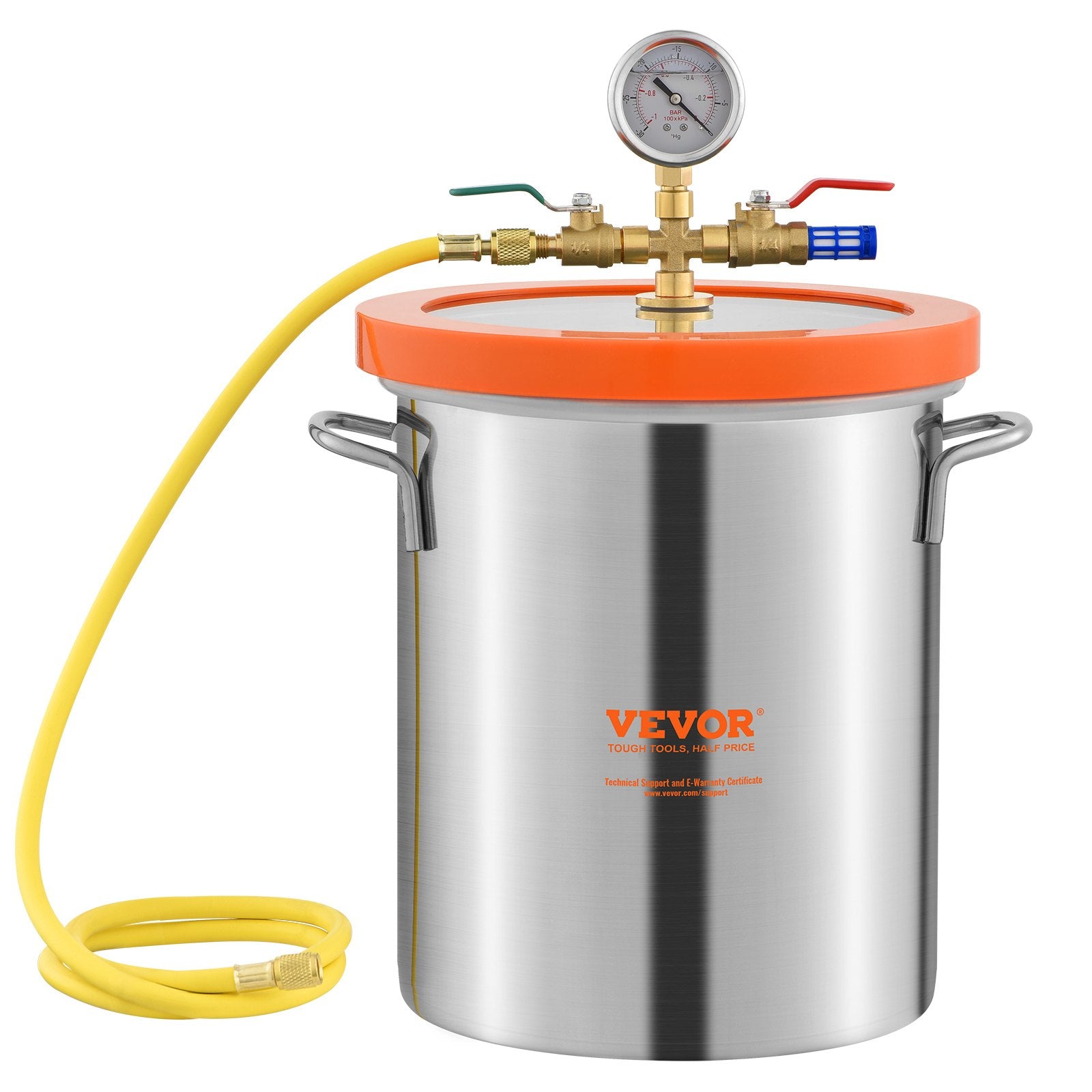 Automotive Repair & Speciality Tools: VEVOR 5 Gallon Vacuum Chamber, Upgraded Tempered Glass Lid Vacuum Degassing Chamber, 304 Stainless Steel Chamber, for Stabilizing Wood, Resin Degassing, Silicone Degassing and Plaster Degassing