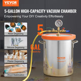 Automotive Repair & Speciality Tools: VEVOR 5 Gallon Vacuum Chamber, Upgraded Tempered Glass Lid Vacuum Degassing Chamber, 304 Stainless Steel Chamber, for Stabilizing Wood, Resin Degassing, Silicone Degassing and Plaster Degassing