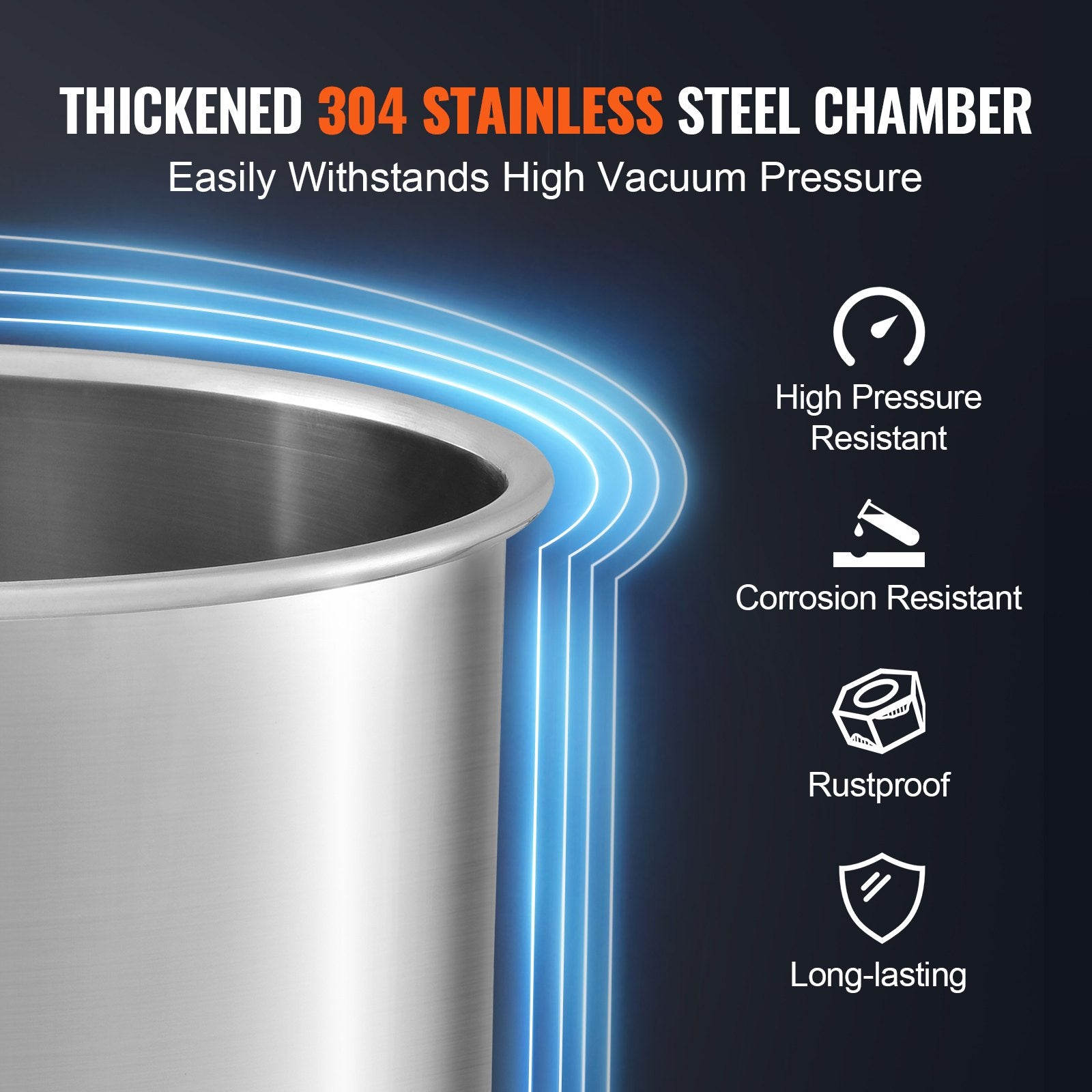 Automotive Repair & Speciality Tools: VEVOR 5 Gallon Vacuum Chamber, Upgraded Tempered Glass Lid Vacuum Degassing Chamber, 304 Stainless Steel Chamber, for Stabilizing Wood, Resin Degassing, Silicone Degassing and Plaster Degassing
