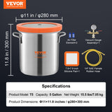 Automotive Repair & Speciality Tools: VEVOR 5 Gallon Vacuum Chamber, Upgraded Tempered Glass Lid Vacuum Degassing Chamber, 304 Stainless Steel Chamber, for Stabilizing Wood, Resin Degassing, Silicone Degassing and Plaster Degassing