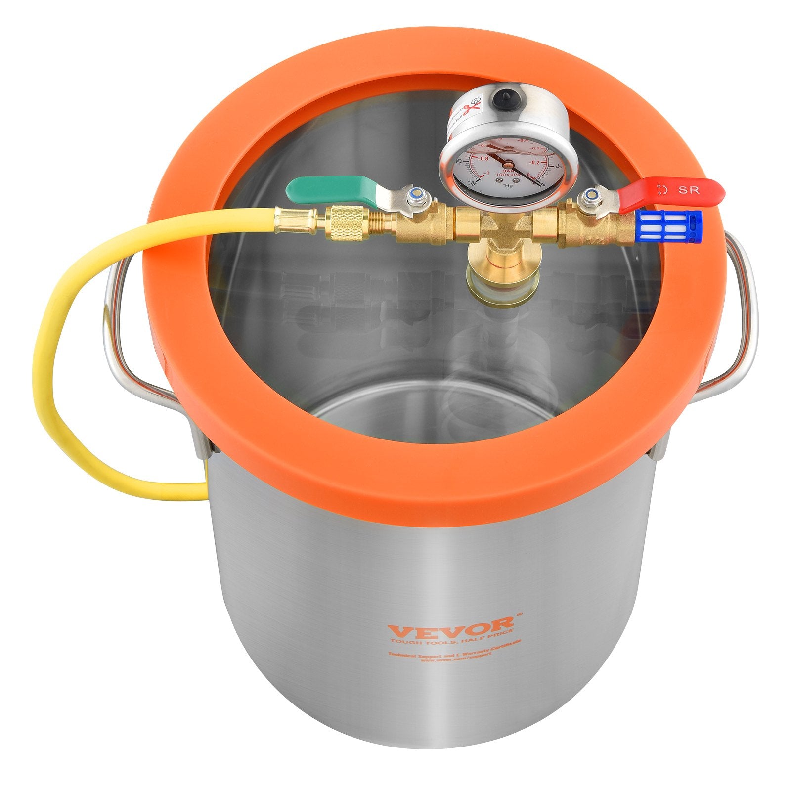 Automotive Repair & Speciality Tools: VEVOR 5 Gallon Vacuum Chamber, Upgraded Tempered Glass Lid Vacuum Degassing Chamber, 304 Stainless Steel Chamber, for Stabilizing Wood, Resin Degassing, Silicone Degassing and Plaster Degassing