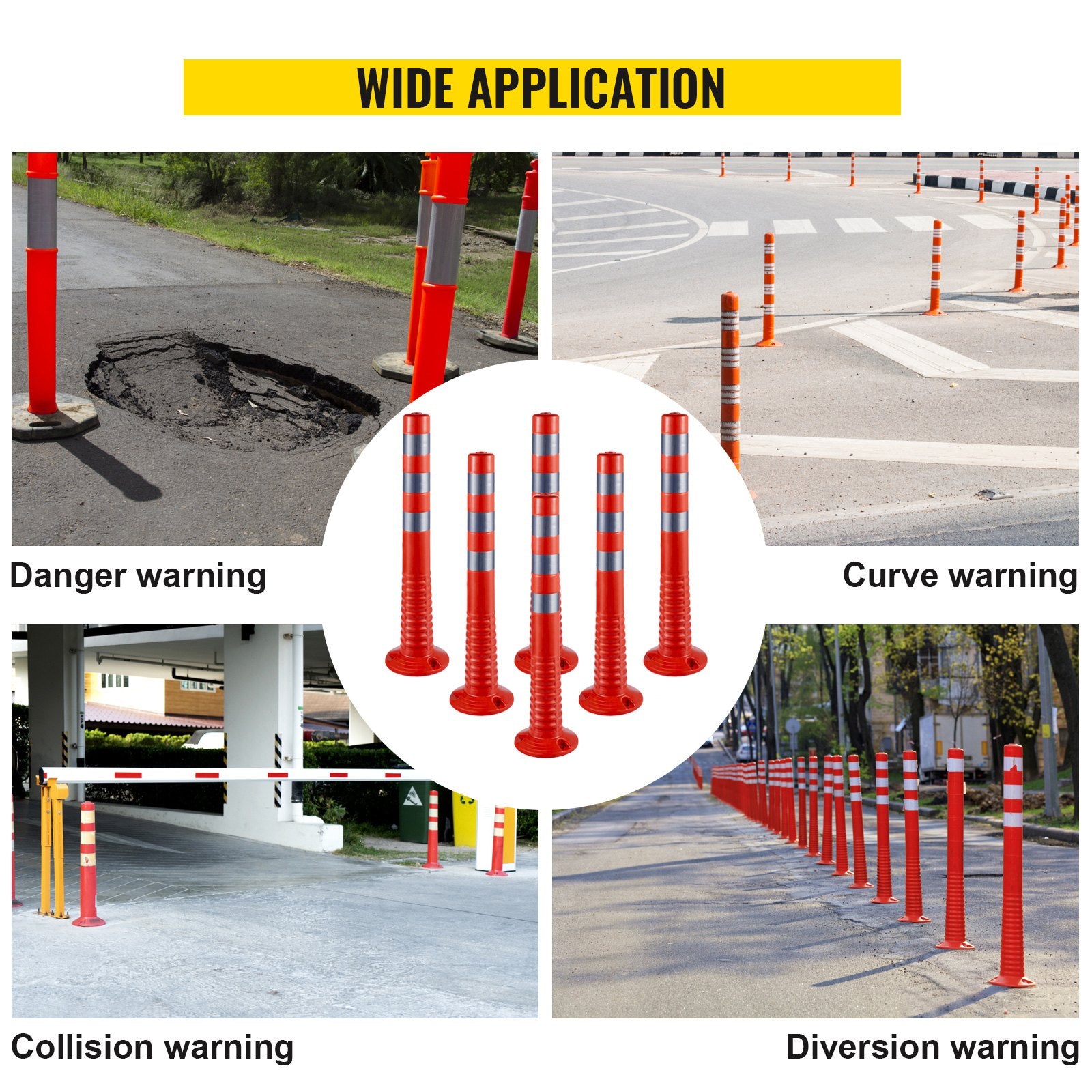 Bridges & Routers: VEVOR Traffic Delineator Posts Flexible Channelizer Cone 30" Spring Post 6PCS