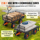 Spreaders & Wheelbarrows: VEVOR Dump Cart, Metal Garden Dump Cart with Easy to Assemble Frame, Dump Wagon with 2-in-1 Convertible Handle, Utility Wheelbarrow 399kg Capacity, 25.4cm Tires