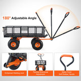 Spreaders & Wheelbarrows: VEVOR Dump Cart, Metal Garden Dump Cart with Easy to Assemble Frame, Dump Wagon with 2-in-1 Convertible Handle, Utility Wheelbarrow 399kg Capacity, 25.4cm Tires