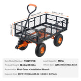 Spreaders & Wheelbarrows: VEVOR Dump Cart, Metal Garden Dump Cart with Easy to Assemble Frame, Dump Wagon with 2-in-1 Convertible Handle, Utility Wheelbarrow 399kg Capacity, 25.4cm Tires