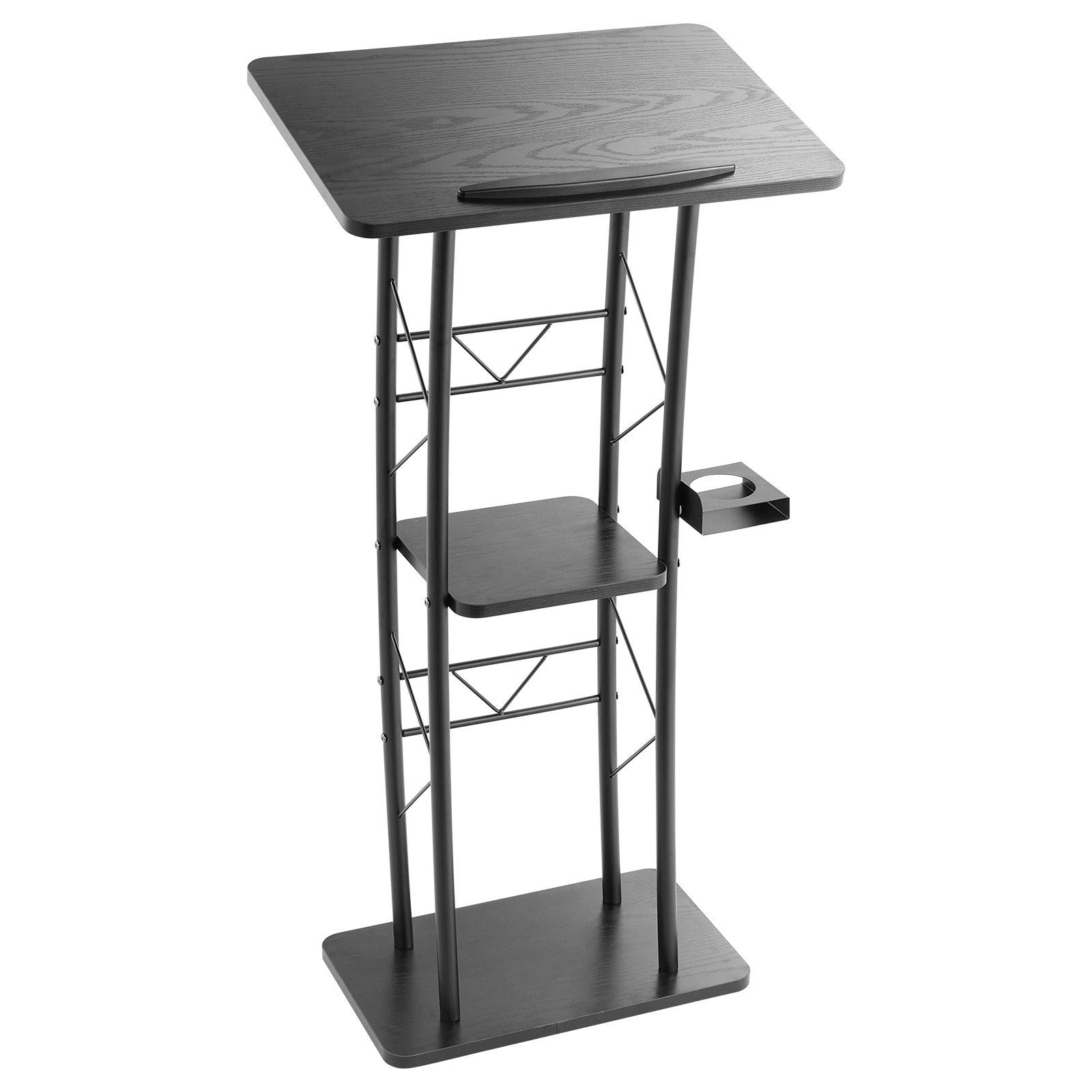 Aroma Diffusers: VEVOR Podium Stand, 1180 mm Metal Lectern, Curved Standing Podium  with Wide Reading Surface, Open Storage Compartment, Book Stopper, Cup Holder, for Classroom, Wedding, Conference, Speech, Concert