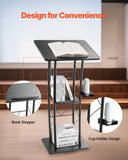 Aroma Diffusers: VEVOR Podium Stand, 1180 mm Metal Lectern, Curved Standing Podium  with Wide Reading Surface, Open Storage Compartment, Book Stopper, Cup Holder, for Classroom, Wedding, Conference, Speech, Concert